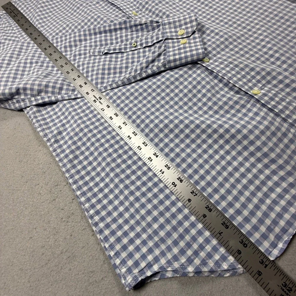 Banana Republic Mens XL Blue White Gingham Check Slim Fit Button Down Shirt